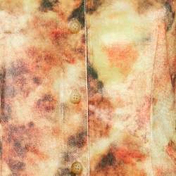 Pre Owned Nanushka Orange Hazy Floral Print Velvet Jersey Romee Mini Shirt Dress M
