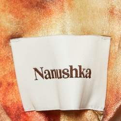 Pre Owned Nanushka Orange Hazy Floral Print Velvet Jersey Romee Mini Shirt Dress M