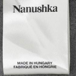 Nanushka Black Vegan Leather Cropped Camp Shirt S