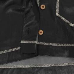 Nanushka Black Vegan Leather Cropped Camp Shirt S
