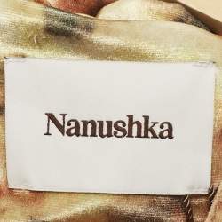 Nanushka Orange Hazy Floral Print Stretch Velvet Shirt Dress XS