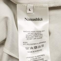 Nanushka Orange Hazy Floral Print Stretch Velvet Shirt L