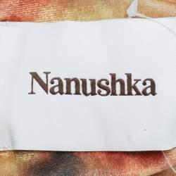 Nanushka Orange Hazy Print Velvet Jersey Button Front Shirt S