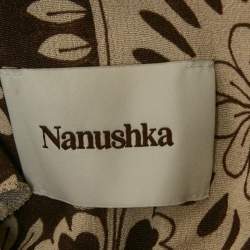 مملوكة مسبقًا Nanushka Brown Floral Print Crepe Cut-Out Shirt S