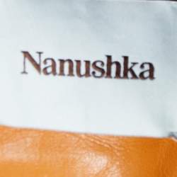 Nanushka Orange Faux Leather Short Sleeve Shirt XS
