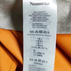 Nanushka Orange Faux Leather Short Sleeve Shirt XS