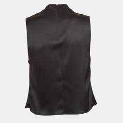 Nanushka Black Satin Draped Sleeveless Top M