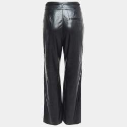 Pre Owned Nanushka Black Faux Leather Tie-Up Waist Trousers S