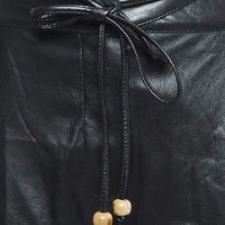 Pre Owned Nanushka Black Faux Leather Tie-Up Waist Trousers S