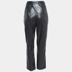 Nanushka Black Faux Leather Pleated Trousers S