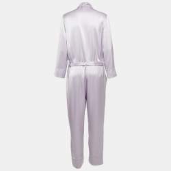 Pre Owned Nanushka Light Purple Satin Belted Yuma Jumpsuit L