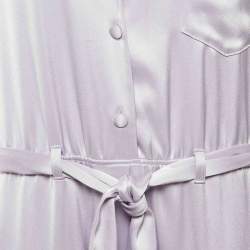 Pre Owned Nanushka Light Purple Satin Belted Yuma Jumpsuit L