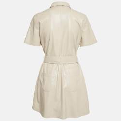 مملوكة مسبقًا Nanushka Cream Faux Leather Belted Halli Mini Dress M