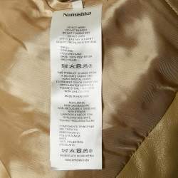Pre Owned Nanushka Beige Faux Leather Aveline Crop Puffer Jacket L