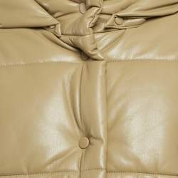 Pre Owned Nanushka Beige Faux Leather Aveline Crop Puffer Jacket L