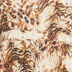 Nanushka Brown Animal Print Cotton V-Neck Maxi Dress L