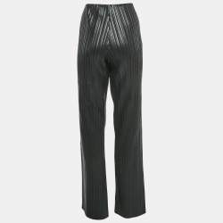 Nanushka Black Pleated Faux Leather Wide Leg Trousers L