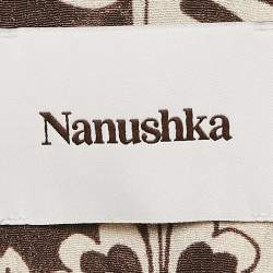 Nanushka Brown Printed Crepe Cut-Out Detail Blouse S