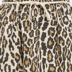 Nanushka Brown Leopard Print Cotton Canvas Knee Length Skirt S