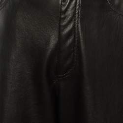 Nanushka Black Faux Leather Wide Leg Capri Pants L