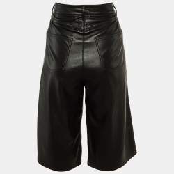 Nanushka Black Faux Leather Wide Leg Capri Pants L