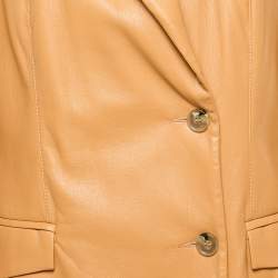 Nanushka Brown Faux Leather Double Breasted Coat S