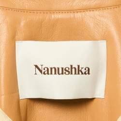 Nanushka Brown Faux Leather Double Breasted Coat S