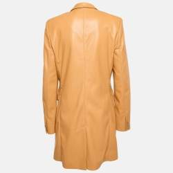Nanushka Brown Faux Leather Double Breasted Coat S