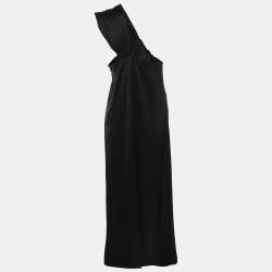 Nanushka Black Satin Twisted Neck Dress S
