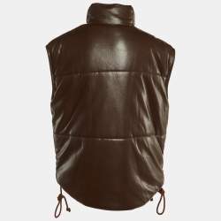 Nanushka Dark Brown Quilted Faux Leather Vest Jacket M