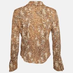 Nanushka Beige Snakeskin Print Crepe Alena Top S