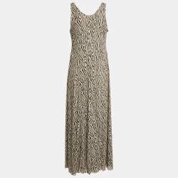 Nanushka Light Grey Printed Jersey Flared Maxi Dress L