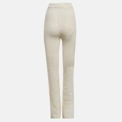 Pre Owned Nanushka Off White Crochet Knit Bazia Slim Trousers M
