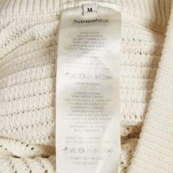 Pre Owned Nanushka Off White Crochet Knit Bazia Slim Trousers M