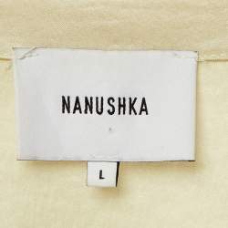 Pre Owned Nanushka Cream Satin Crisscross Detail Maxi Dress L