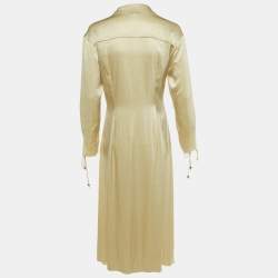Pre Owned Nanushka Cream Satin Crisscross Detail Maxi Dress L