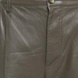 Pre Owned Nanushka Brown Faux Leather Wide Leg Trousers XL