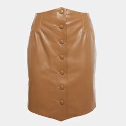 Pre Owned Nanushka Beige Faux Leather Mini Skirt S