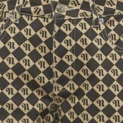 مملوكة مسبقًا بنطلون جينز نانوشكا دينم بنمط الأحرف الأسود / البيج بخصر مقاس صغير 27 بوصة