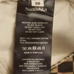 مملوكة مسبقًا بنطلون جينز نانوشكا دينم بنمط الأحرف الأسود / البيج بخصر مقاس صغير 27 بوصة