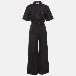 Pre Owned Nanushka Fabienne Black Cotton Wide Leg Jumpsuit S