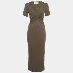 Pre Owned Nanushka Grey Jersey Belted Jannet Midi Dress M