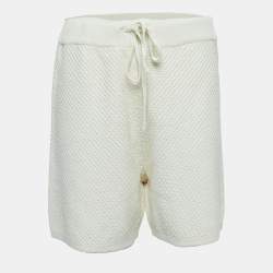 Nanushka Cream Cotton Crochet Knit Drawstring Shorts M