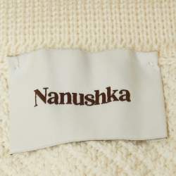 Pre Owned Nanushka Off White Crochet Knit Polo T-Shirt M