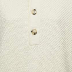 Pre Owned Nanushka Off White Crochet Knit Polo T-Shirt M