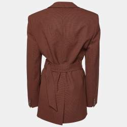 Pre Owned Nanushka Brown Houndstooth Honor Belted Blazer S