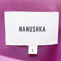 Pre Owned Nanushka Pink Satin Tie-Up Halter Neck Avalon Top L