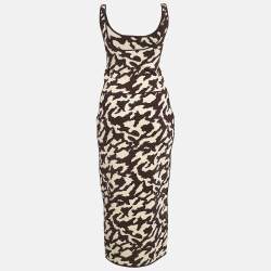 Nanushka Brown Animal Print Rib Knit Skirt and Top Set M/L