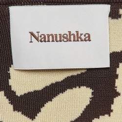 Nanushka Brown Animal Print Rib Knit Skirt and Top Set M/L
