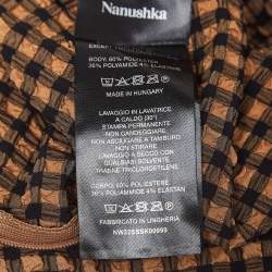 Nanushka Brown Checked Seersucker Skirt and Top Set L